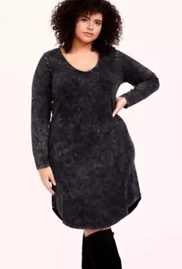 Women Torrid Black Camp Mini Jersey Tee Shirt Dress Size 00 10 Medium NWT - Picture 1 of 4