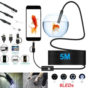 3in1 Endoscope Camera Borescope Snake Inspection Camera For Android Phones 5M - Picture 1 of 12
