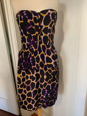 CHARLIE JADE без бретелек плиссированные Sweetheart лиф мини шелк платье размер S новый с Ярлыками - Изображение 1 из 4