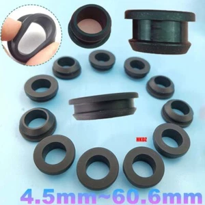 4.5~60.6mm Black Silicone Rubber Grommet Snap-on Plugs Cable Wiring Protect Bush - Picture 1 of 23
