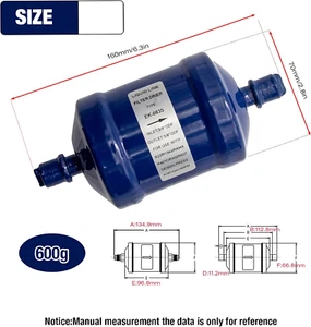 Liquid Line Filter Drier Refrigerant Filter Drier 3/8 Sweat EK-083S for Heat ... - Picture 1 of 1