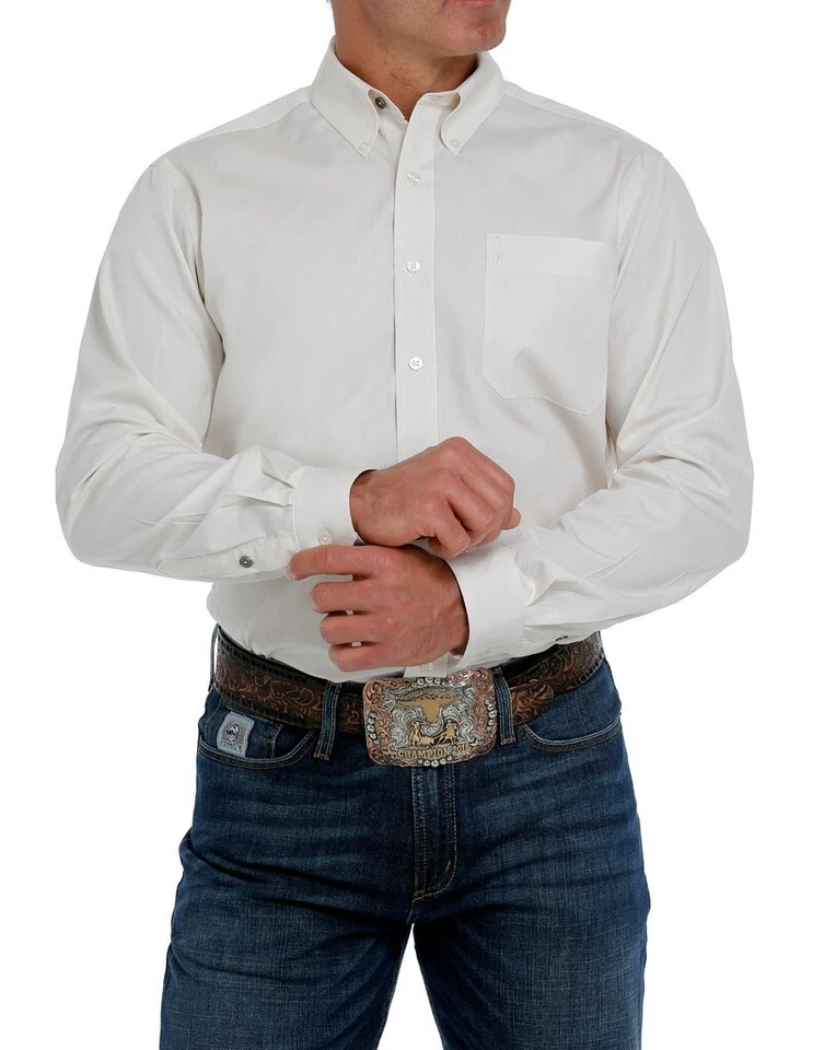 Cinch Western Shirt Mens Long Sleeve Modern Solid S Cream MTW1347020