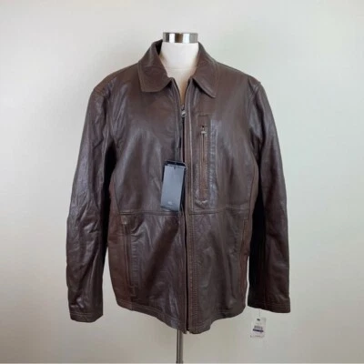 Marc New York Mahogany Brown Leather Full Zip Jacket New Men XXL - Image 1 of 4