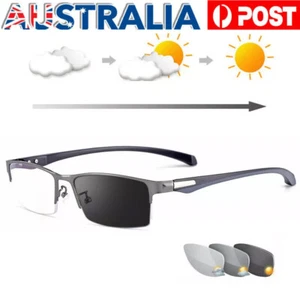 Photochromic Progressive Multifocal Reading Glasses Anti-blue Magnifier Gunmetal - Picture 1 of 14