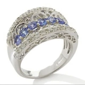 Victoria Wieck Ring 1,33 kt Tansanit & weißer Zirkon, Sterlingsilber, Größe 9 - Bild 1 von 4