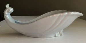 MCM Blue Ceramic Dish Cornucopia Seashell Peacock Bowl Planter Art Deco - Picture 1 of 13