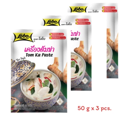 Pasta Lobo Tom ka coco tailandês comida autêntica cozinhar sopa tempero 50 g x 3 - Imagem 1 de 4