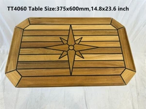 Boat Rectangular Teak Table Top Star Inlay Square Corner 4 Sizes Marine Yacht RV - Picture 1 of 44