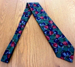 Corbata cuello St Michael vintage abstracta tulipán flora 1995 hecha en Reino Unido - Imagen 1 de 6