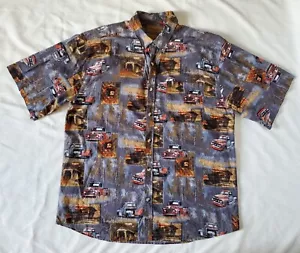 Clearwater Shirt Mens XXL Gray Vintage Truck Print Cotton Button Up Short Sleeve - Picture 1 of 4