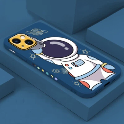 For iPhone 13 12 11 Pro Max XR 7 8 Telescope Astronaut Soft Silicone Case Cover - Image 1 of 4