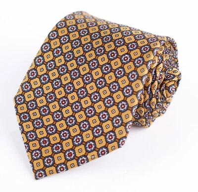 Jos A Bank мужской галстук золото коричневый синий геометрический узор 59 «L x 3,75» W - Изображение 1 из 4