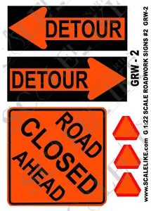 SCALELIKE INDUSTRIES G-ROAD WORK SIGNS 2 (GRW-2) PRINTED ON PLASTIC FACTORY NEW - Picture 1 of 1