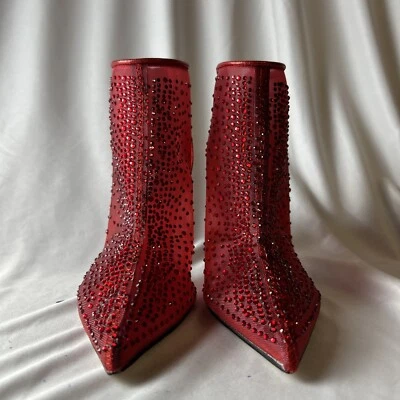 Nine West Women Stiletto Heel Ankle Booties For Now P2 Size US 6 M Red — 第 1/4 张图片