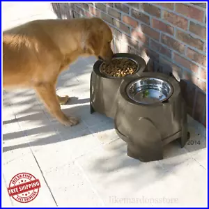 RAISED DOG BOWLS Feeding Station 2 X 1.5L Water Food Double Stand Large Home NEW - Picture 1 of 4