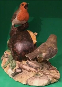 Border Fine Arts Society SC02 1990 ‘The Joys of Spring’ Robins On Teapot Nest’ - Picture 1 of 12