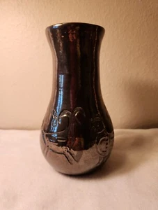 Black On Black Animal Incised Pottery Vase - Picture 1 of 7