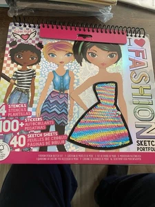 NEW I Love Fashion Design Sketch Portfolio Kids Girl Art Book - Picture 1 of 4