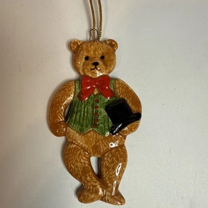 Adorno de Navidad 1983 vintage oso de peluche Schmid Gordon Fraser porcelana - Imagen 1 de 7
