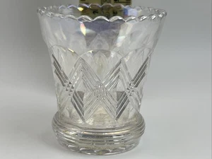 Soporte para palillo de dientes de vidrio carnaval blanco imperial iridiscente patrón diamante de colección - Imagen 1 de 8