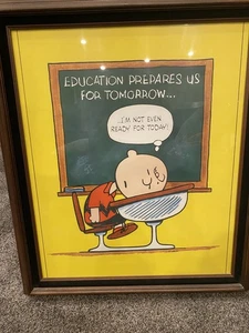 VINTAGE PEANUTS Snoopy CHARLES SCHULTZ 28x20 POSTER In Frame - Picture 1 of 8