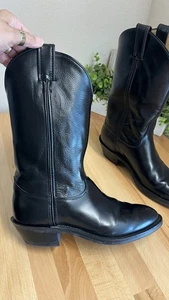 Justin Tobias 12" Western Black Leather Men's Boots Sz 9D Western - Picture 1 of 11
