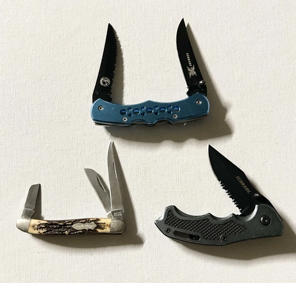3 Schrade + США 897UH, SCH210S, SCHDLB X-Timer двойной замок складной нож - Изображение 1 из 4