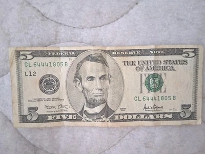 2001 5 Dollar Bill $5 Rare Federal Reserve Note Old Bill Fancy 64441905 - Image 1 of 2