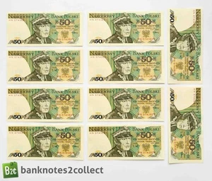 POLAND: 10 x 50 Polish Zloty Banknotes with Consecutive Serial Numbers. - Imagen 1 de 2