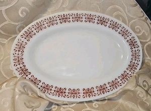 Anchor Hocking #941 Anchorware Servierplatte rot Schnörkel Blumenborte 11,5 Zoll - Bild 1 von 6