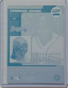 1/1 ANDRUW JONES 2000 PACIFIC CROWN CARD PRINTING PLATE ATLANTA BRAVES 1 OF 1 - Picture 1 of 2
