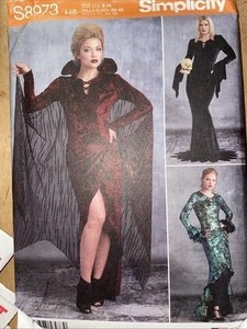 SIMPLICITY PATTERN 8973 DRESS COSTUMES MORTICIA MISSES SIZES 6 8 10 12 14 UNCUT - Picture 1 of 4