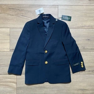 Lauren Ralph Lauren Boys Blazer Suit Jacket Size 6R Navy Blue Gold Buttons - Picture 1 of 15