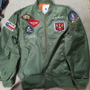 Franklin Musk U.S. Navy Patch Military Jacket Olive Green Size 3 Nylon Used - Picture 1 of 6