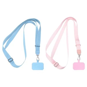 2Pcs Phone Lanyards, 55" Crossbody Neck Strap with 2 Patches, Pink/Light Blue - Zdjęcie 1 z 6