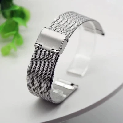 Pulseira de relógio de aço inoxidável milanesa fina 12 14 16 18 20 22 mm liberação rápida - Imagem 1 de 4