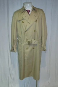 Burberrys' Prorsum Solid Tan Belted Nova Check Lined Full Length Trench Coat 50L - Picture 1 of 15