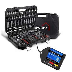 Steckschlüssel Satz 1/4", 1/2", 3/8" Knarrenkasten Set Koffer Ratschen siwitec - Bild 1 von 7