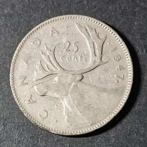 1947 ML Canadá 25 veinticinco centavos plata - combinar para ahorrar - C25-387 - Imagen 1 de 5