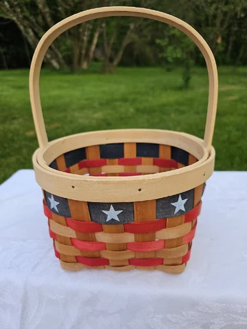 Fourth of July Patriotic Basket Red White Blue Weave Holiday Or Any Day Cover