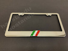 1x ITALIAN FLAG 3D Emblem Badge Stainless Steel Chrome License Plate Frame Italy