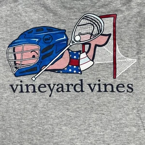 Vineyard Vines Lacrosse Shirt Youth XL Heather Gray Long Sleeve raphic Print - Picture 1 of 10