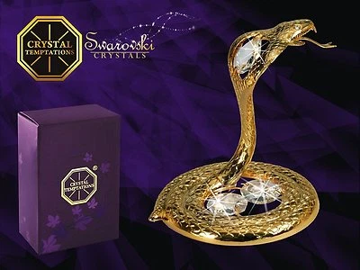 CRYSTAL TEMPTATIONS 4188 Gold Schlange Cobra Swarovski Steine Kristall 24 Karat Crystal 7 cm