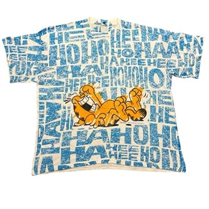 VTG 90s Garfield Laughing All Over Print T-Shirt Size XXL AOP Cartoon Sun Tag - Picture 1 of 7