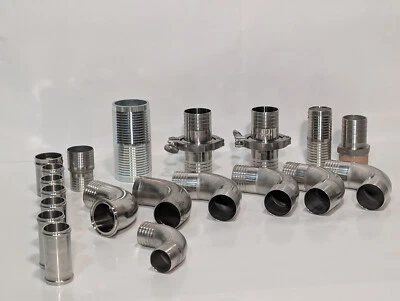 Лот из 19 Asstd большой из нержавеющей стали шланг соединители, 2 дюйма OD или 2,5 дюйма ID - Изображение 1 из 4