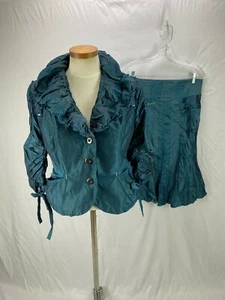 Dolcezza Women's Teal Taffeta Skirt Suit S Steam Punk - Picture 1 of 6