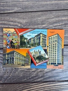 Vintage Chicago Öffentliche Bibliotheken Postkarte 4x6 Zoll - Bild 1 von 3