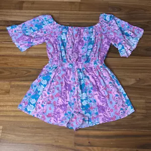 Andree by unit off the shoulder romper colorful floral color block woman's 3x - Picture 1 of 8