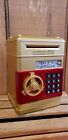 Adevena Electronic Bank Mini Atm Password Money Bank Bills And Coins   Red Gold
