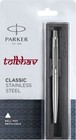 Parker Classic Stainless Steel Chrome Trim Slim Ball Point Pen Blue Ink Jotter